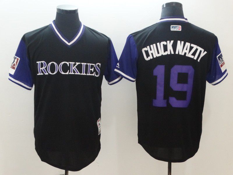 Men Colorado Rockies #19 Chuck Nazt Black New Rush Limited MLB Jerseys->->MLB Jersey